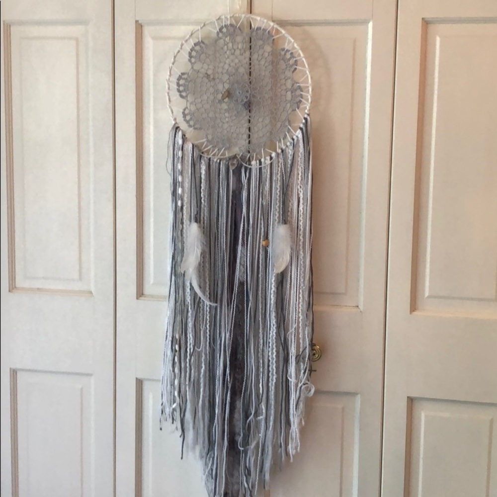 Dream catcher with crystal and feathers